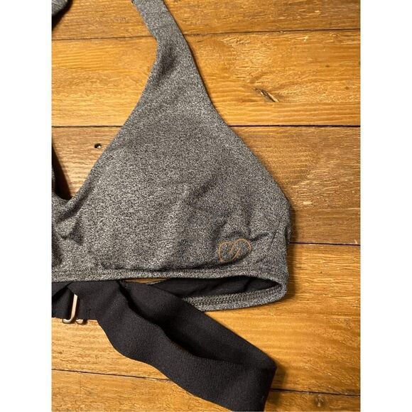 Calia XS grey black strappy halter bikini swim top sexy - Picture 3 of 5